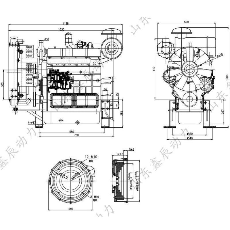 ZH4100 30KW 40HP 1500RPM-3000RPM high-performance 4-cylinder water-cooled diesel engine for generator sets/crushers