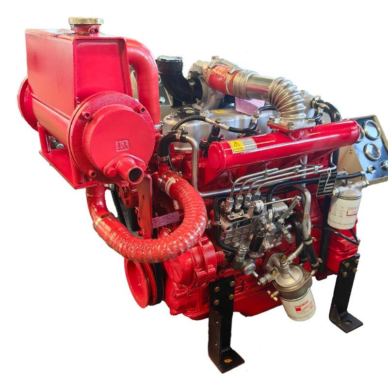 ZH490 series small inline marine 4-cylinder water-cooled diesel engine with seawater and fresh water exchanger